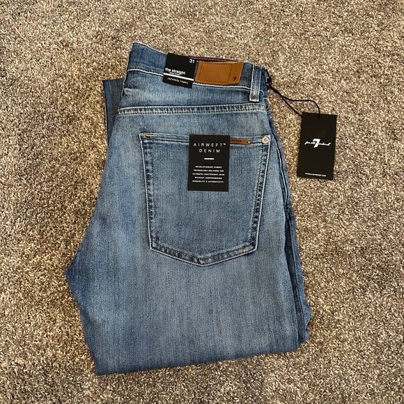 7 for all mankind AIRWEFT DENIM THE STRAIGHT jeans size 31 medium stretch - Picture 4 of 15